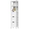 Bathroom Cabinet Tower with 3 Storage Drawers and 2 Shelves in White Wood Finish